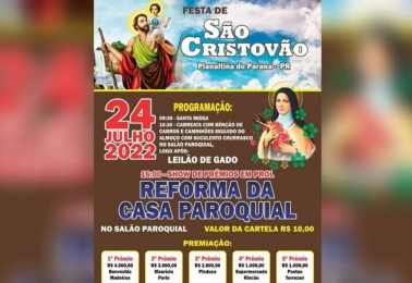 Neste domingo (24) acontece a Festa de São Cristóvão em Planaltina do Paraná